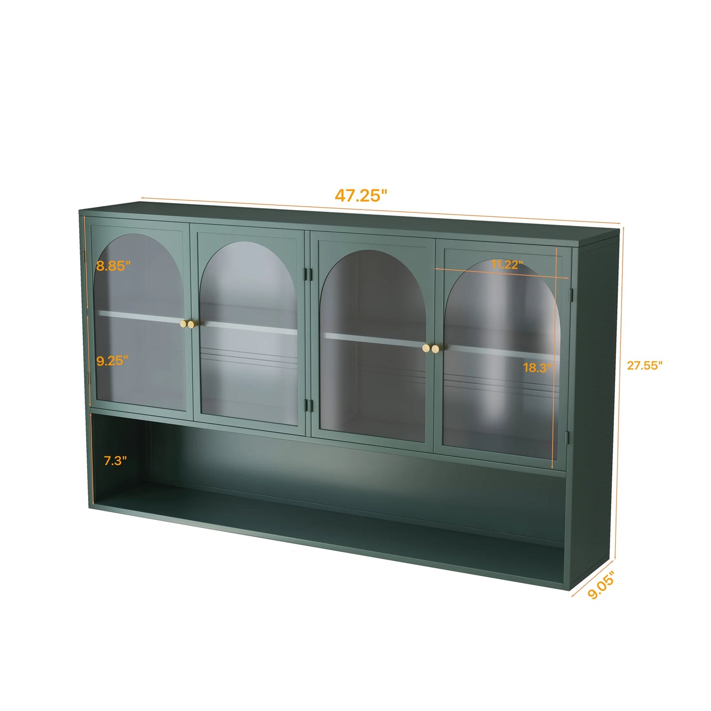Dasun 47.25" Four-door Glass Wall Cabinet Storage, Wall-mounted, Suitable for Kitchen, Living Room, Bathroom(Black)