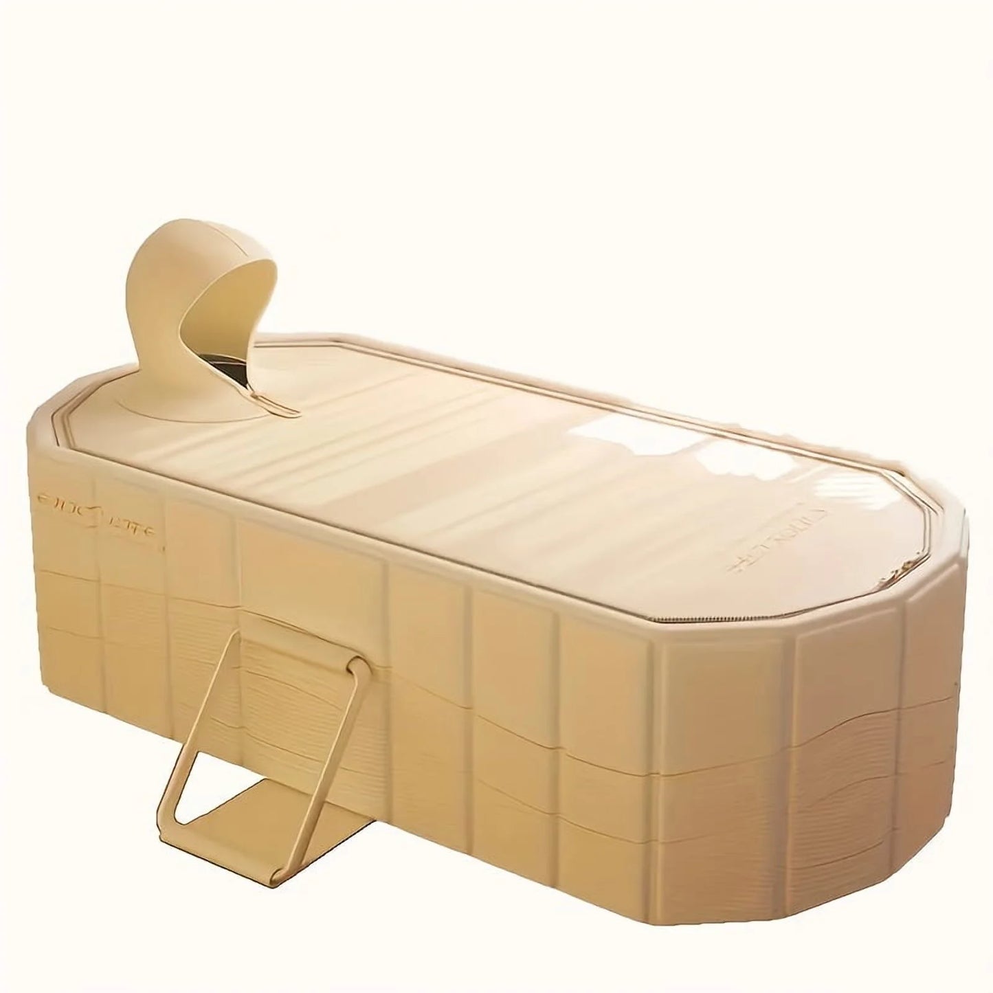 Portable Hot Tub & Ice Bath - Foldable, No Installation, Dual Drainage - Relaxation, Cold Water Therapy, Perfect Gift for Christmas & Halloween - Beige