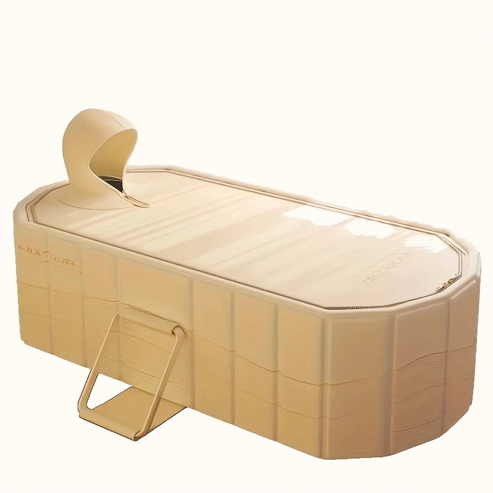 Portable Hot Tub & Ice Bath - Foldable, No Installation, Dual Drainage - Relaxation, Cold Water Therapy, Perfect Gift for Christmas & Halloween - Beige