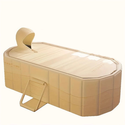 Portable Hot Tub & Ice Bath - Foldable, No Installation, Dual Drainage - Relaxation, Cold Water Therapy, Perfect Gift for Christmas & Halloween - Beige