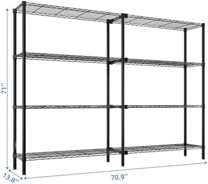 Tier Storage Shelves Standing Shelf Units NSF Wire Garage Organizer Heavy Duty Garage Shelving Unit L Shaped Clothes Rack for Corner Laundry Bathroom Kitchen Pantry Closet (Black, 4 Tire)