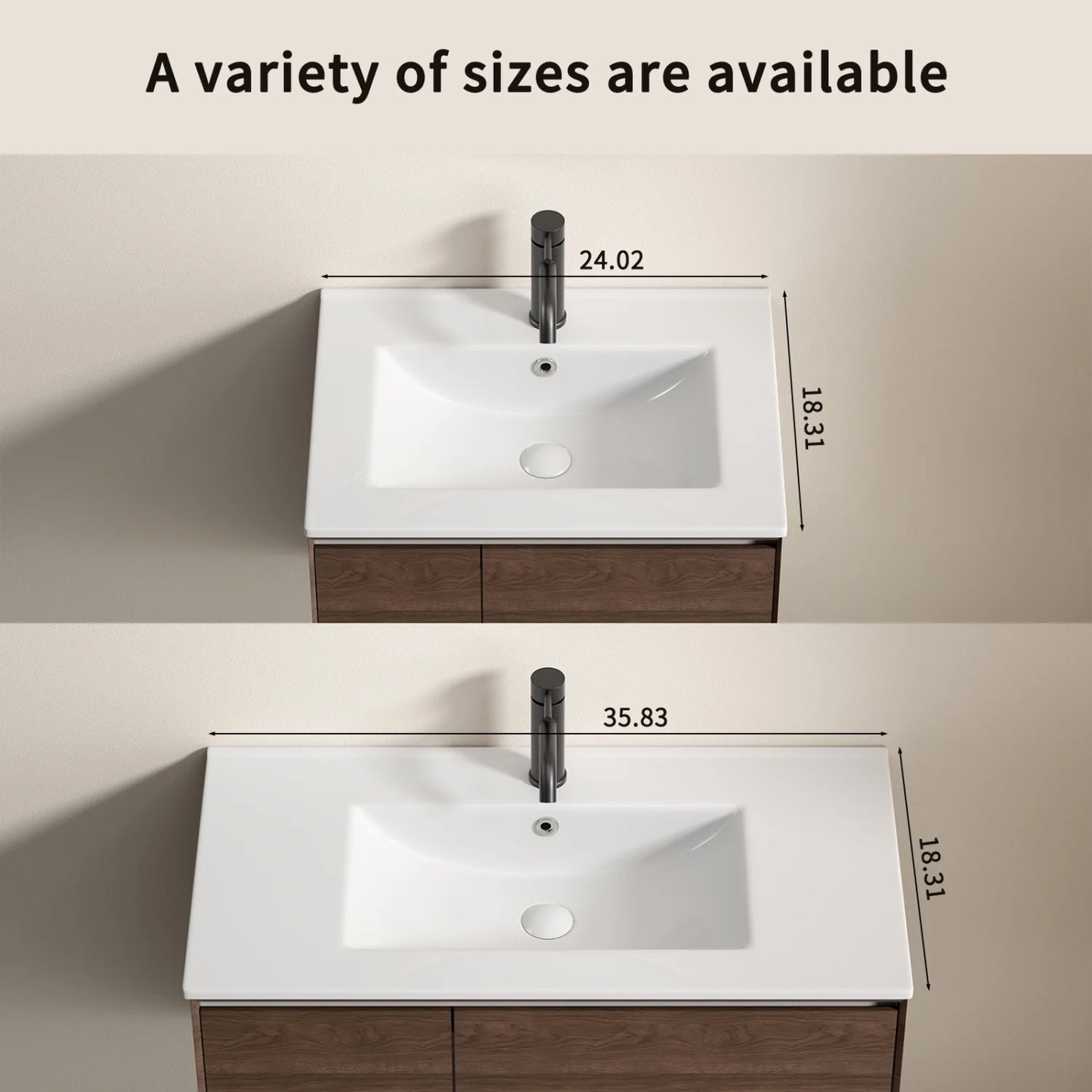 Lisonu 24-Inch Bathroom Vanity Top with Integrated Sink, White Porcelain Ceramic Vanity Sink Top with Oval Basin for a Clean, Modern Bathroom