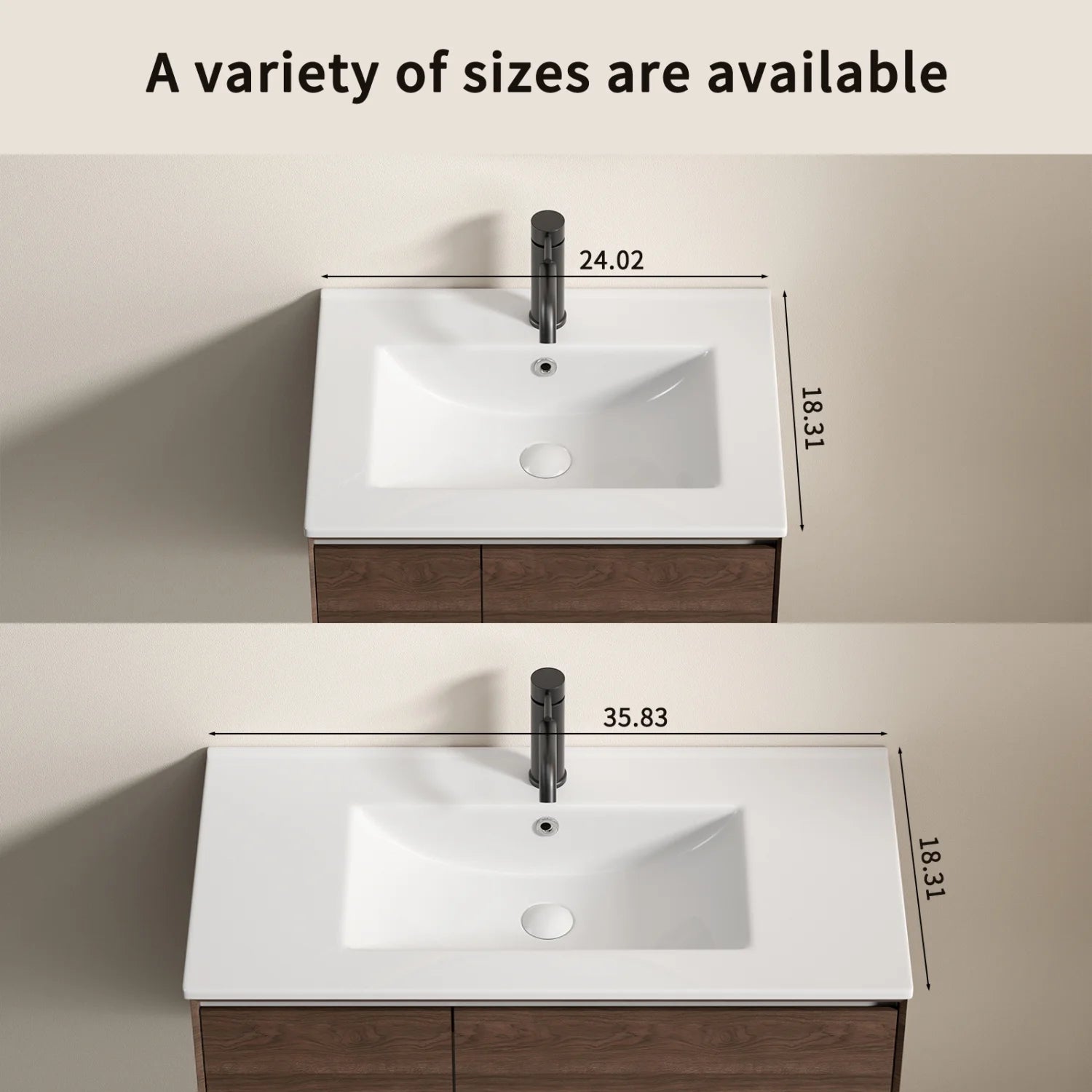 Lisonu 24-Inch Bathroom Vanity Top with Integrated Sink, White Porcelain Ceramic Vanity Sink Top with Oval Basin for a Clean, Modern Bathroom