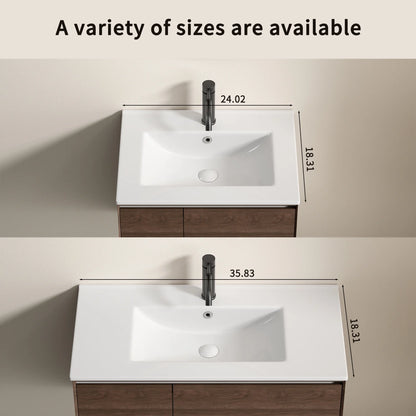 Lisonu 24-Inch Bathroom Vanity Top with Integrated Sink, White Porcelain Ceramic Vanity Sink Top with Oval Basin for a Clean, Modern Bathroom