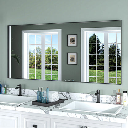 Organnice Rectangular Mirror Modern Black Frame Bathroom Vanity Mirror Clean Glass 60"L*28"W
