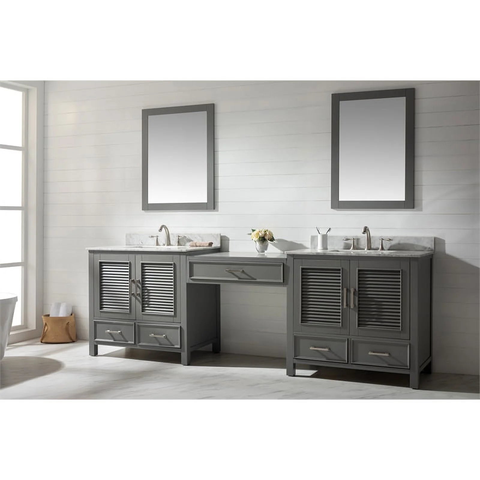 Design Element Estate 102" Double Sink Bathroom Vanity Modular Set in White