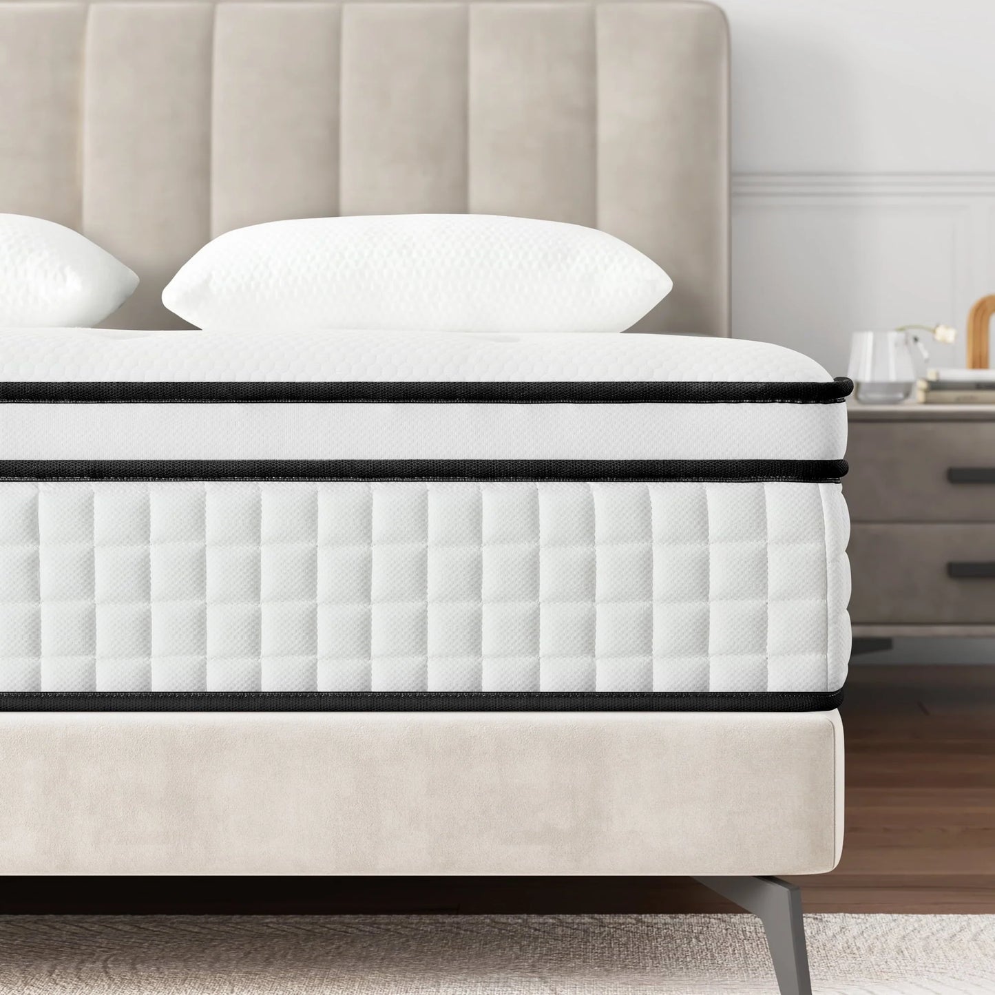 Queen Mattress, Madinog 12" Hybrid Mattress,Innerspring and Gel Memory Foam