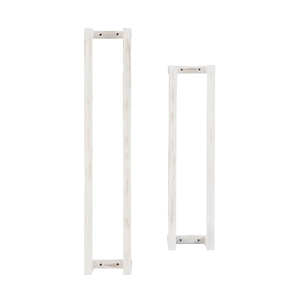 Linon Margot Wood Two Pack Towel Racks in Rustic Whitewash