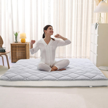 NAIZEA Diamond Patterned Futon Mattress, Extra Thick Japanese Floor Mattress Quilted Mattress Topper, Folding Floor Lounger Guest Bed Padded Sleeping Pad for Touring Car Camping,Twin