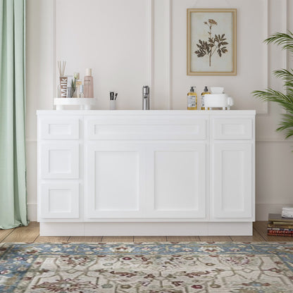 57 in. W x 21 in. D x 32.5 in. H Bath Vanity Cabinet without Top in Gray