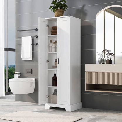 22'' Double Door Storage Cabinet with Adjustable Shelves, High Quality Bathroom Cabinet with MDF Material, for Living room, Bathroom, Black