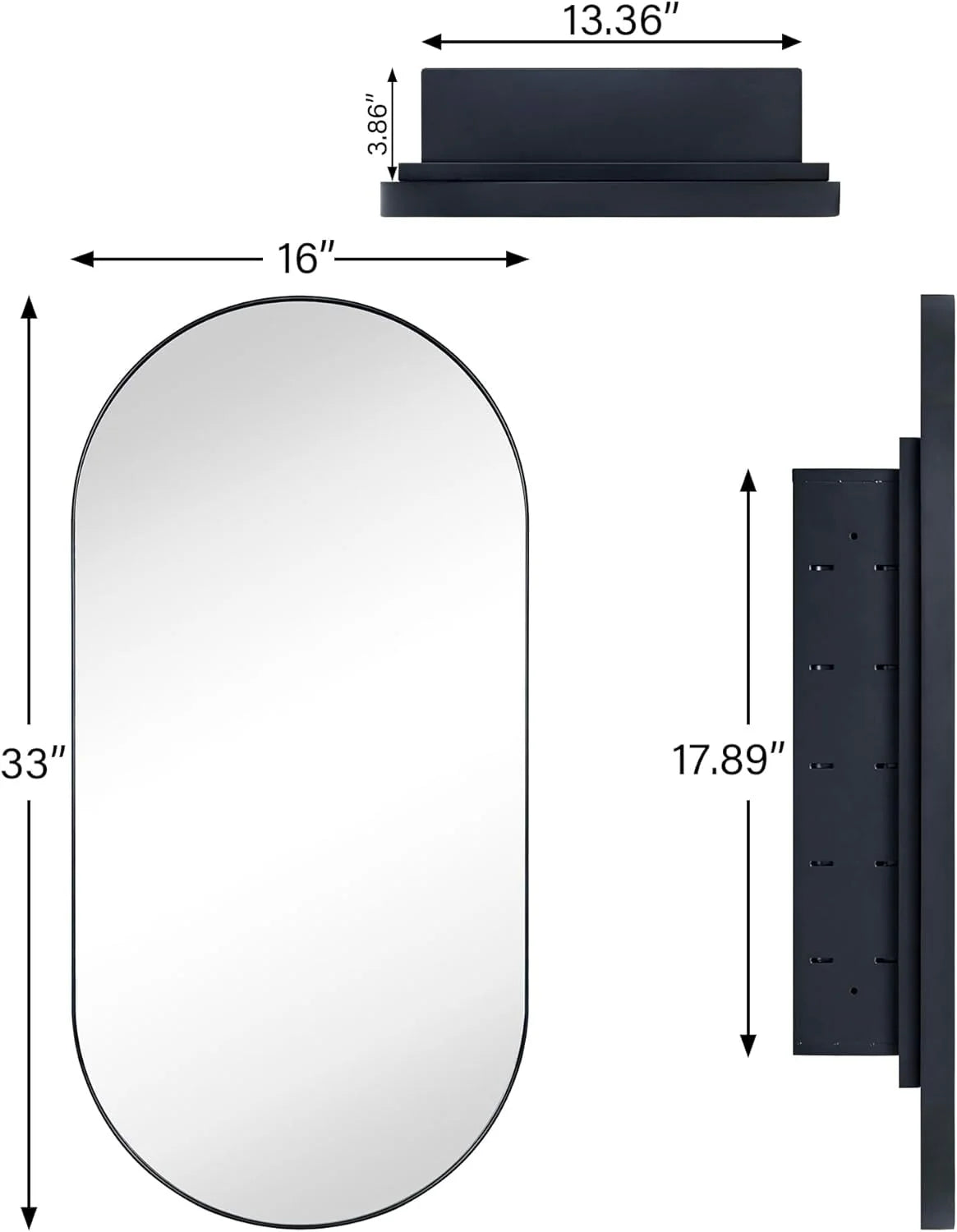 Oval Recessed Bathroom Medicine Cabinet With Mirror Stainless Steel Metal Framed Oblong Pill Shaped Bathroom Cabinet With Mirror 16X33''