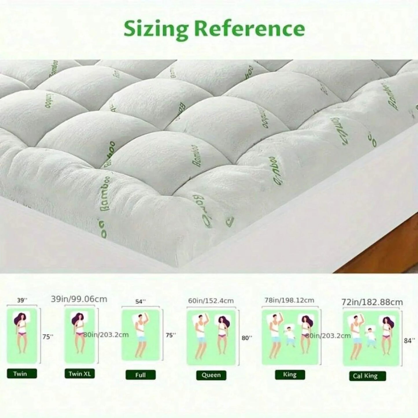 odorsTTBamboo Queen Mattress Topper - Thick Cooling Breathable Pillow Top Mattress Pad For Back Pain Relief - Deep Pocket Topper