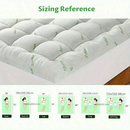 odorsTTBamboo Queen Mattress Topper - Thick Cooling Breathable Pillow Top Mattress Pad For Back Pain Relief - Deep Pocket Topper