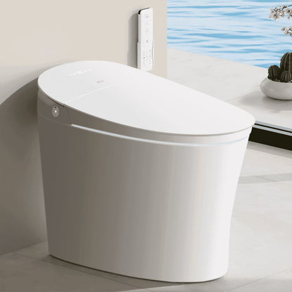 EPLO Smart Toilet with Foam Shield Splash Proof, One Piece Bidet Toilet,Dual Auto Flush,Foot Sensor Operation,Modern Elongated Toilet E16