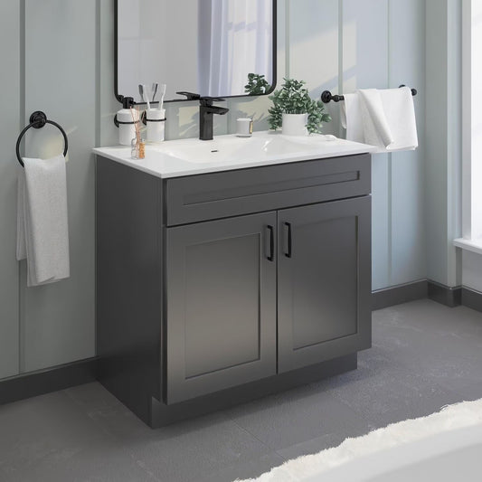 Sink Base Bathroom Vanity Ready-to-Assemble Bathroom Cabinet 36" Width in Grey Shaker