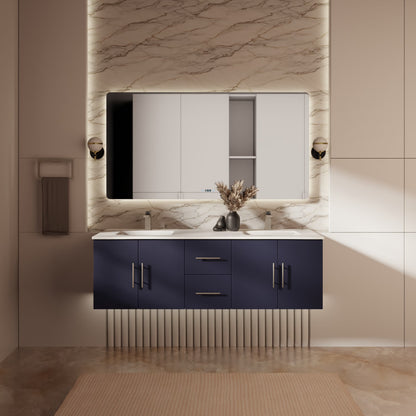 Geneva 24 in W x in D Glossy White Single Bath Vanity Cultured Marble Countertop, 18 in Mirror and Faucet Set