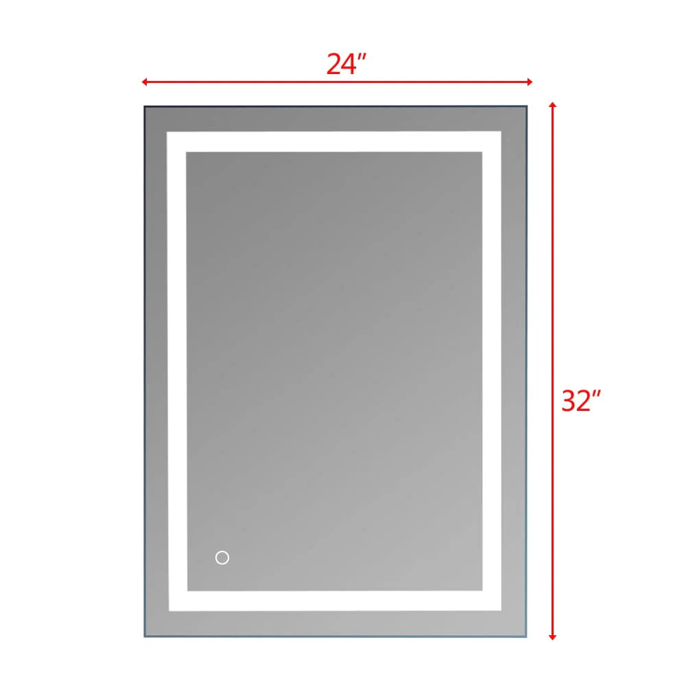 Ktaxon 32"x24" LED Lighted Bathroom Wall Mounted Mirror Vanity or Bathroom Wall Hanging Rectangle Vertical Mirror,Anti Fog+IP67 Waterproof