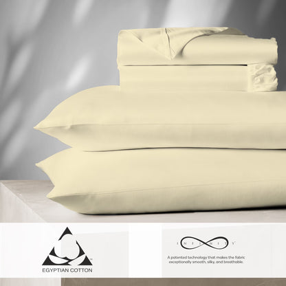 Aireolux 100% Cotton Egyptian 1000 Thread Count Queen Bed Sheet Set - 4-Piece Silky Sateen, Deep Pocket, Super Soft & Breathable, Yellow