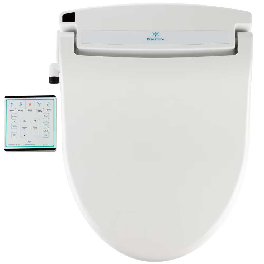 BidetMate 1000 Series Japanese Toilet Seat with Heated Bidet & Control Panel, Elongated
