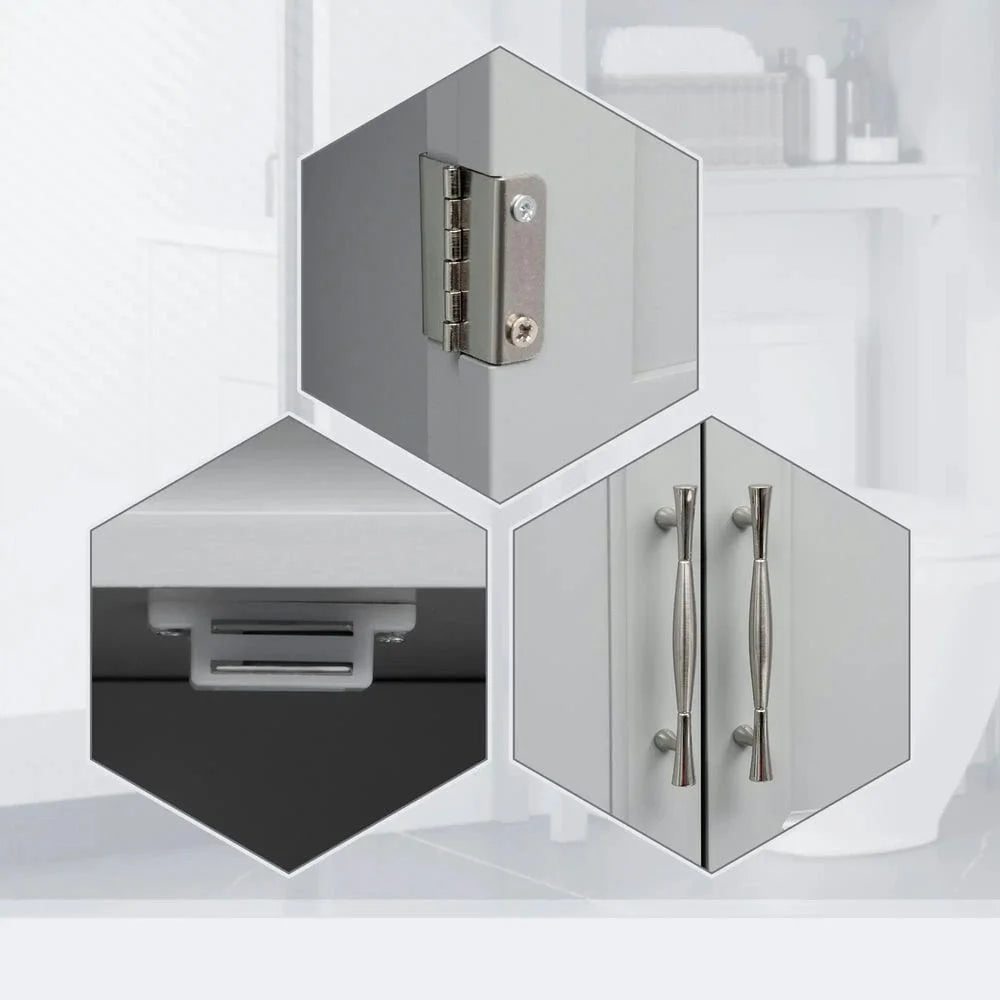 Kepooman Toilet Storage Cabinet, Toilet Organizer Cabinet,Modern Over The Toilet Storage Cabinet, Double Door Bathroom Organizer with Open Shelf, Grey