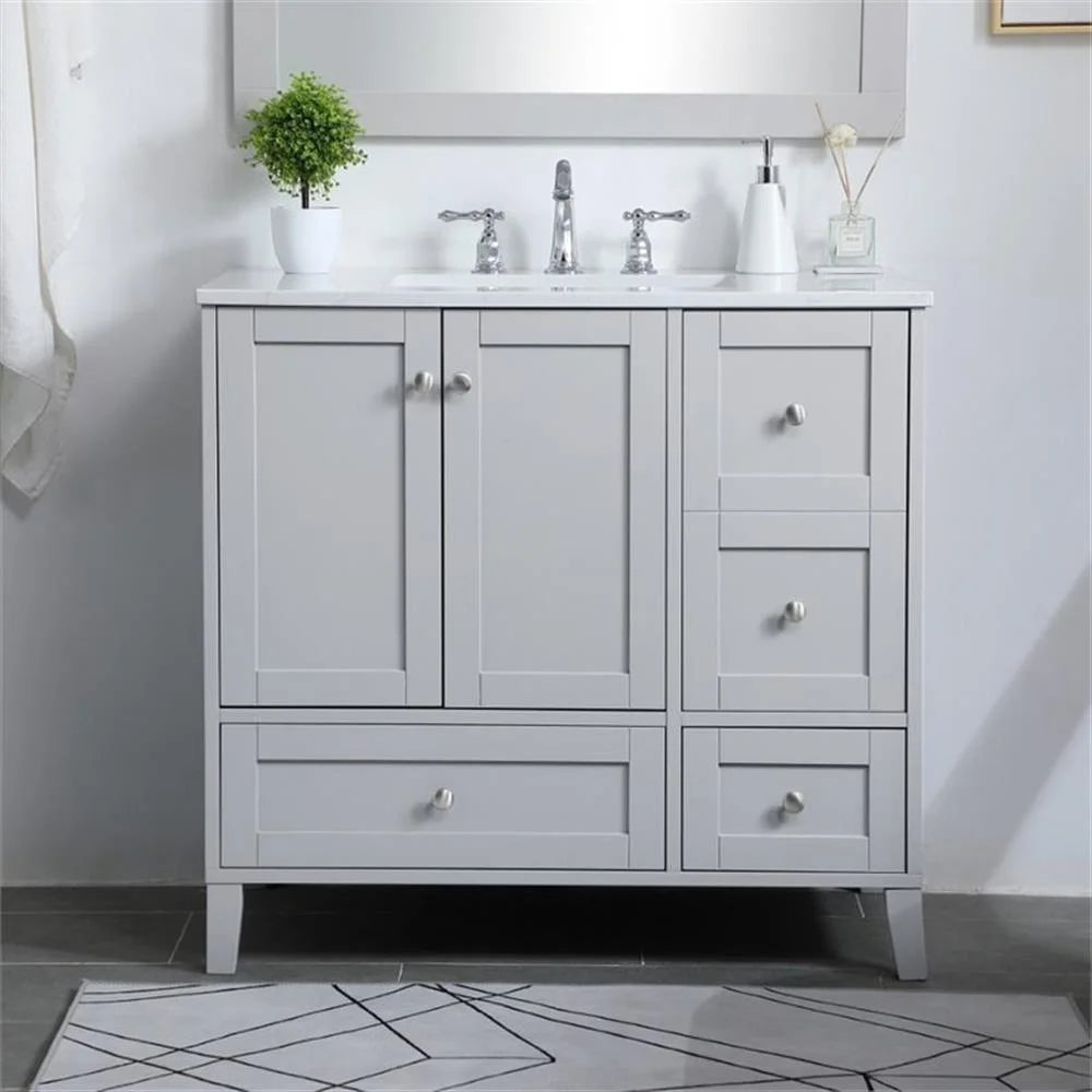 Elegant Decor Sommerville 36" Single Quartz Top Bathroom Vanity in Gray