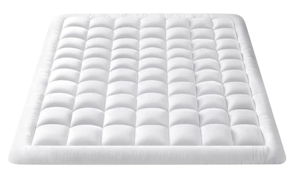 Twin Size- 1 Piece 800 GSM Down Alternative 3 Inch Thick Upto 15" Deep Pocket Fitted Mattress Topper Protector Extra Soft Comfortable Sleep for All Season- Twin(39X75 Inche), White