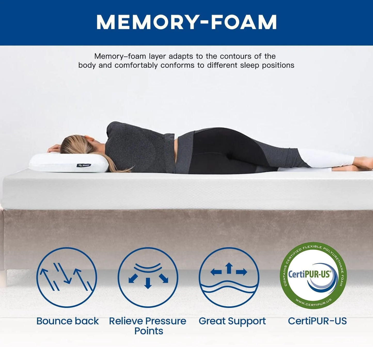 FDW Twin Mattress 6 inch Gel Memory Foam Mattress Queen Mattresses Medium Firm Mattresses,White