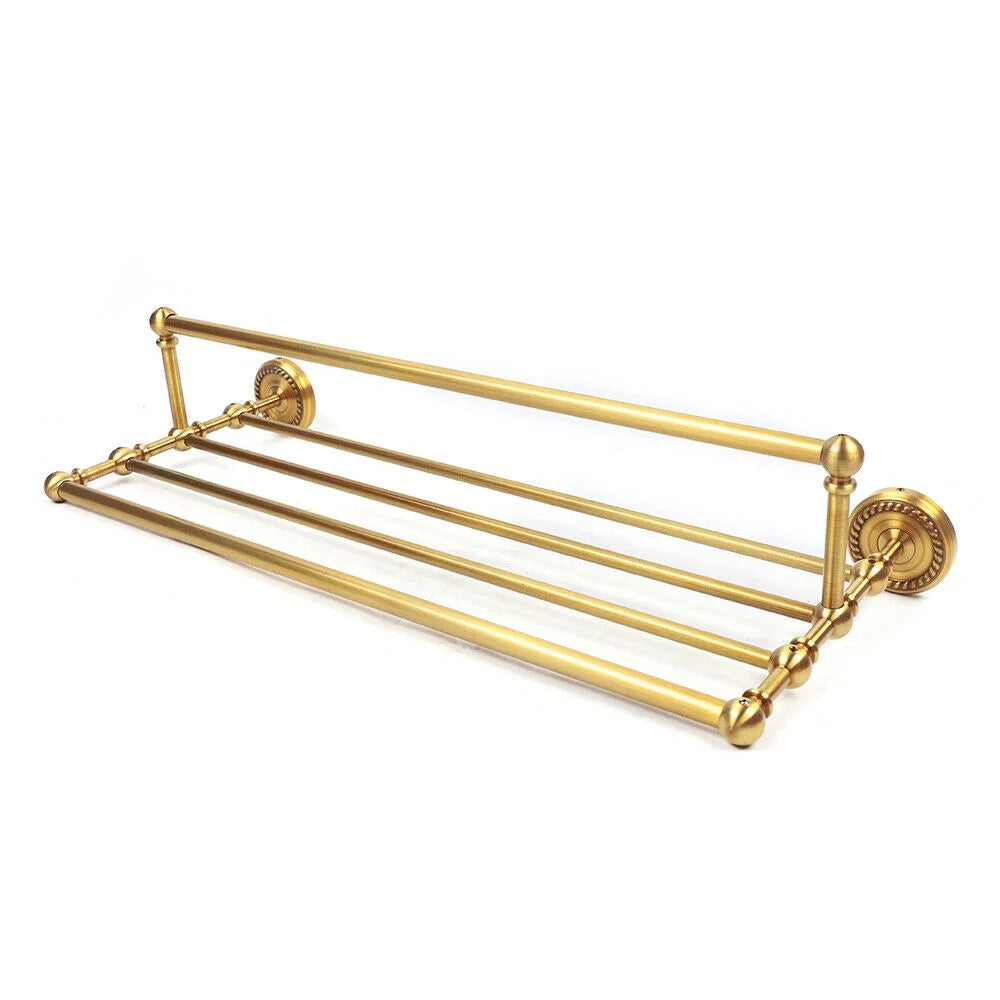 Fichiouy 7Pcs Bathroom Towel Holder Set Vintage Gold Wall Mount Towel Bar Rack Holder