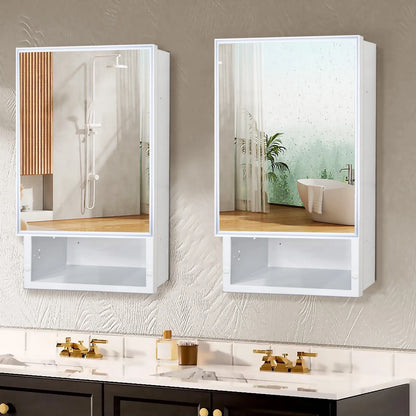 FUMANGO 16x26 Medicine Cabinet, Simple& Beautiful, Large Storage Space, Matte White for Bathroom Vanity