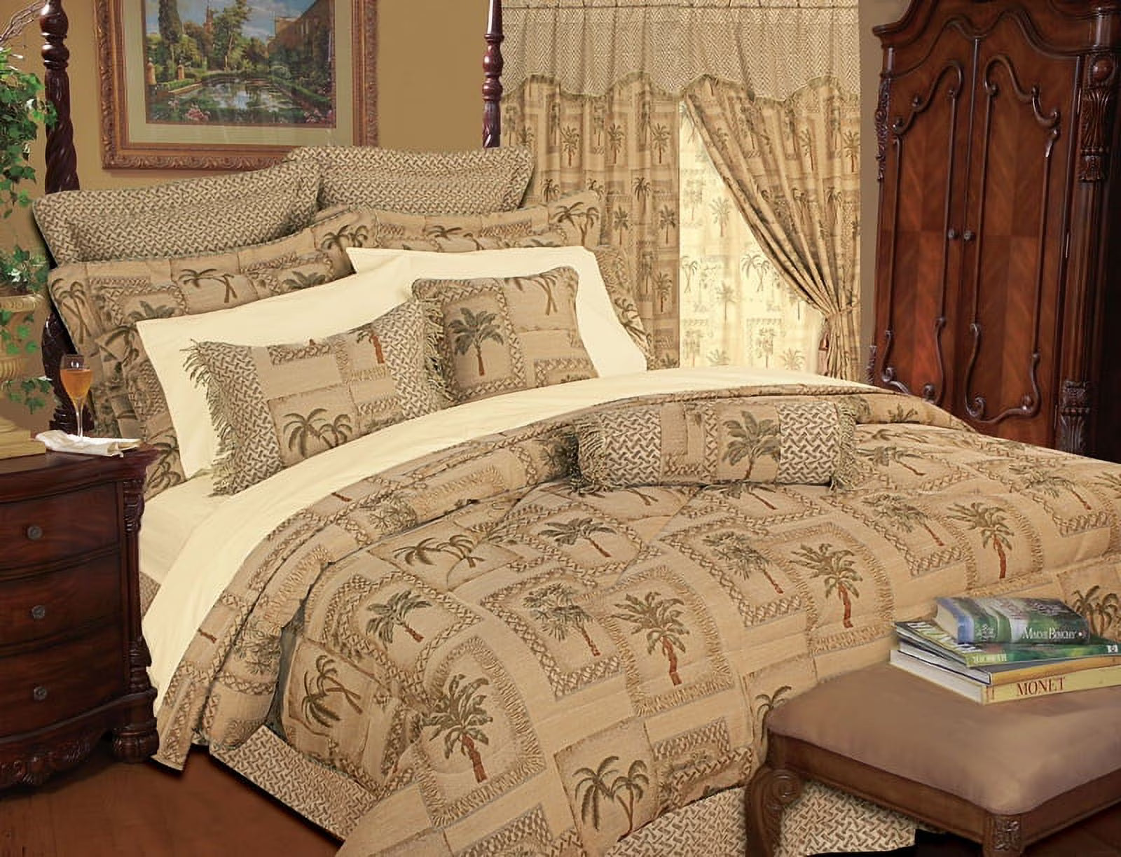 9 Piece Tapestry Palm Bedding Comforter Set