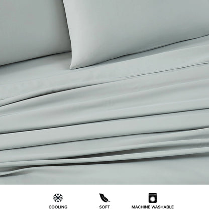 UGG 01752 Alahna King Bed Sheets and Pillowcases 4-Piece Set Sleep in Luxury Machine Washable Deep Pockets Wrinkle-Resistant Breathable Cozy Comfort Silky Cooling Sheets, King, Mineral