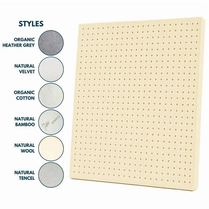 OrganicTextiles 3" Organic Latex Mattress Topper, Heather Grey Cover, No Zipper (Twin, Soft)