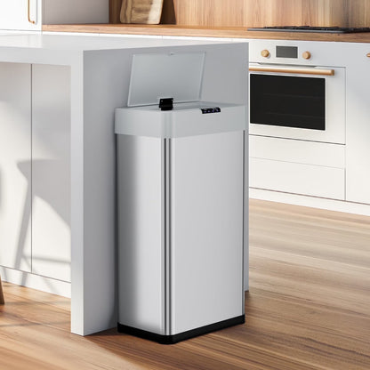 LAZY BUDDY 60 Liter/16 Gallon Stainless Steel Motion Sensor Trash Can for Kitchen, Bathroom, Rectangular