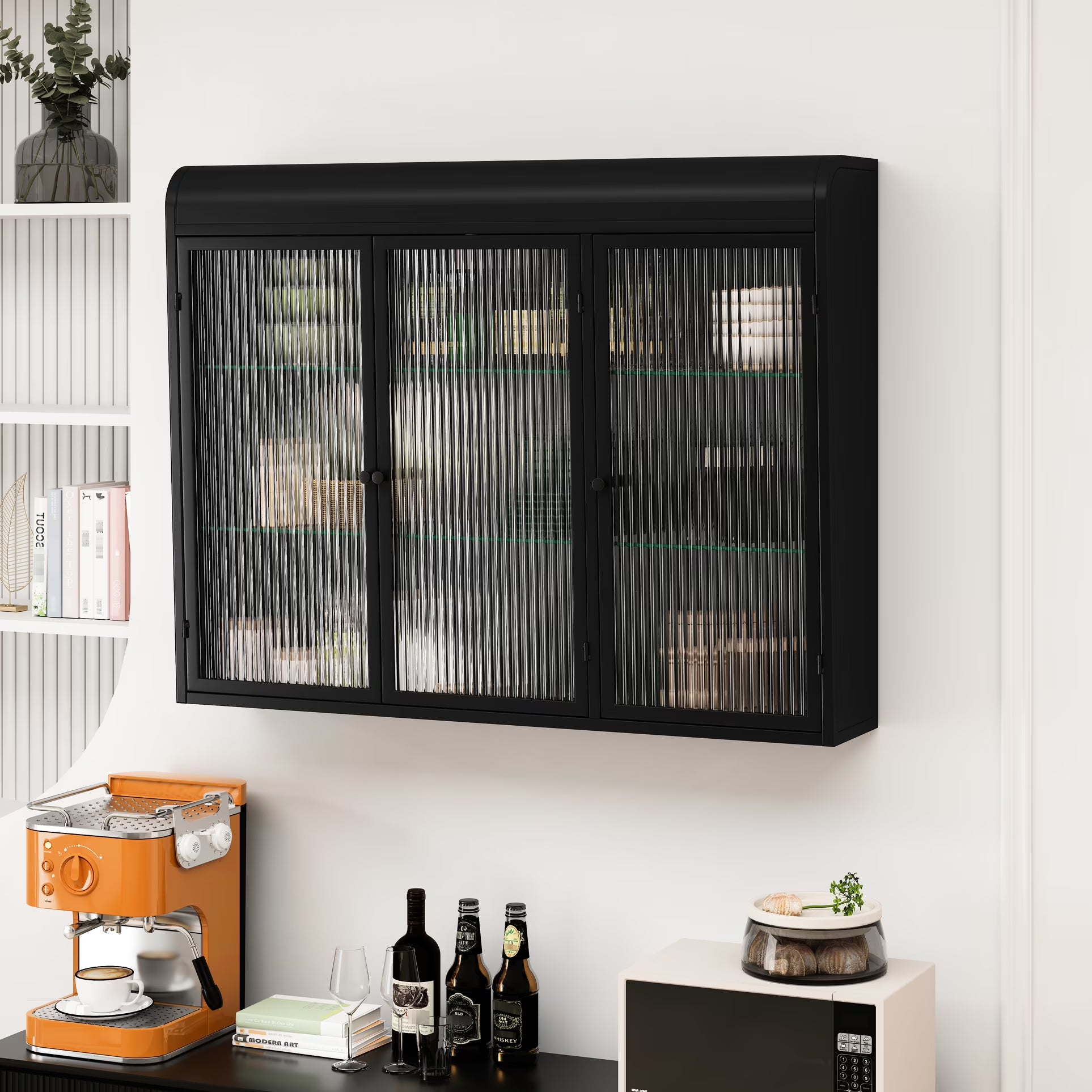 Wall Mounted Storage Cabinet In White, Minimalist Design For Home, Four Shelves, Bedroom To Kitchen Bathroom White Storage, Modern Minimalist, With