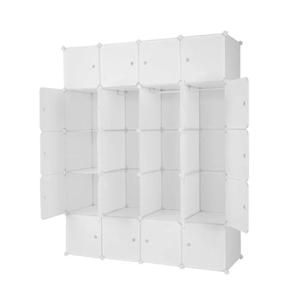 20 Cube Wardrobe Closet Portable Cube Storage with Doors & Hanging Baby Wardrobe Children Cabinet Plastic