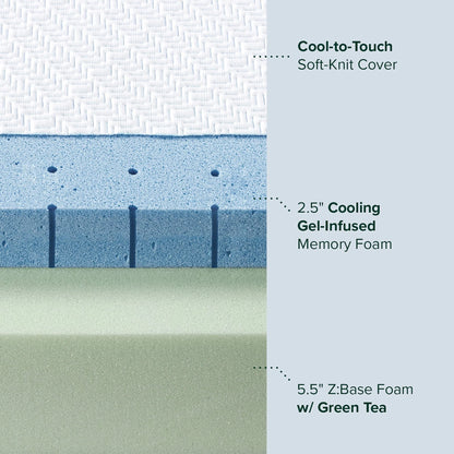 Zinus 8 Ultra Cooling Gel Memory Foam Mattress, Made in the USA of US Foam and Global Materials, Queen