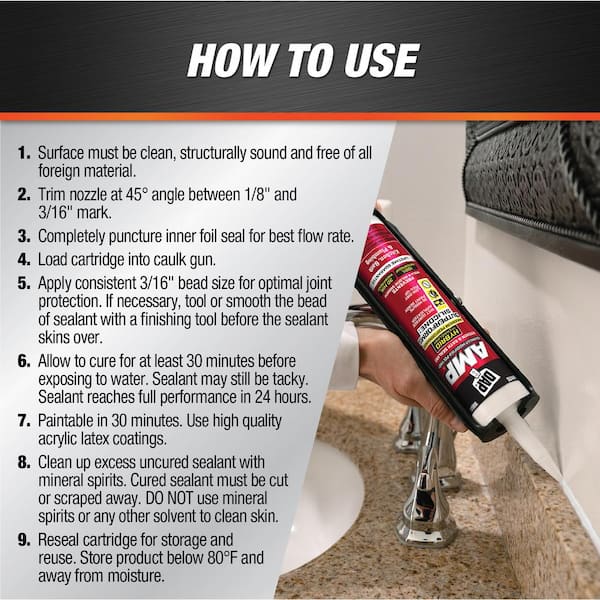 AMP Advanced Modified Polymer 9 oz. White Kitchen and Bath Sealant (12-Pack)