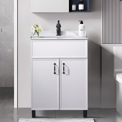 PROHIKER 29.1" Bathroom Vanity with Sink, Modern Bathroom Vanity Cabinet, Freestanding Bathroom Sink Cabinet with 1 Soft-Close Door and Metal Handle