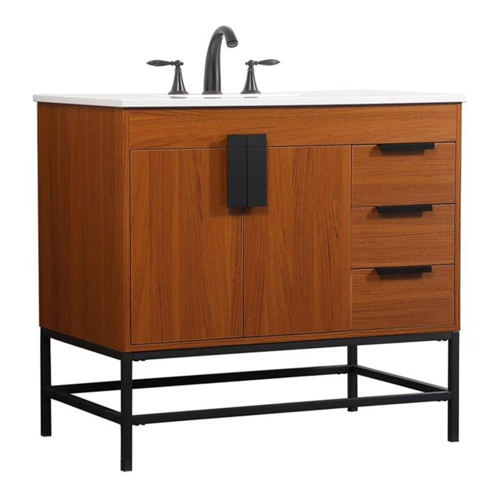 Elegant Decor Eugene 36" Aluminum MDF Single Bathroom Vanity in Blue