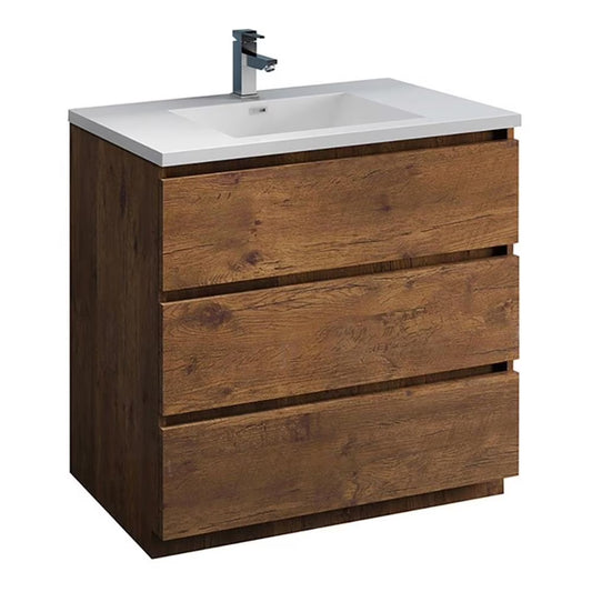 Fresca Lazzaro 36" Rosewood Free Standing Modern Bathroom Cabinet w/Integrated Sink