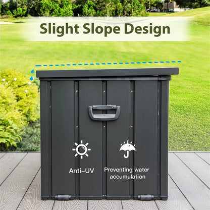 100 Gallon Outdoor Storage Deck Box Waterproof, Large Patio Poolside Storage Bin for Outside Cushions, Throw Pillows, Garden Tools (Dark Gray)