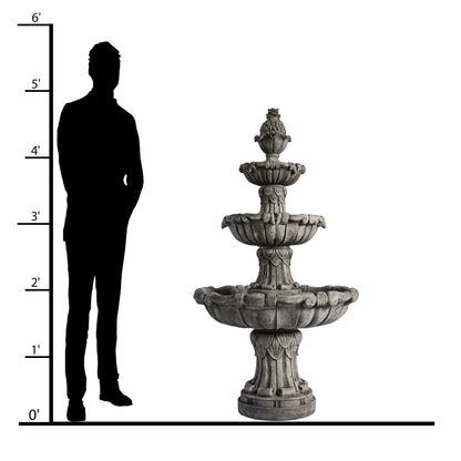 XBrand 58.3" 3-Tier Outdoor Freestanding Water Fountain - Classic Leaf Design, Large Bird Bath with Pump - Ideal for Yard, Lawn and Garden Dcor