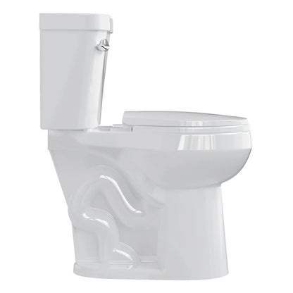 21" Toilet, Two-Piece Toilet, ADA Toilet with Dual Flush, Round Toilets for Bathrooms with Soft Close Seat, Universal Height with 1.28 Siphonic Flush Cotton White