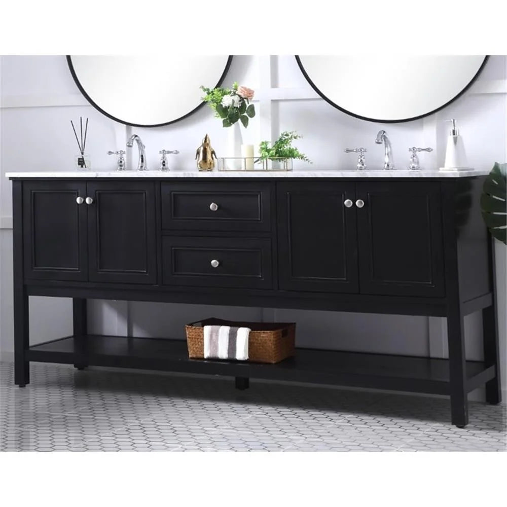 Elegant Kitchen and Bath 72 in. double sink bathroom vanity set in Black
