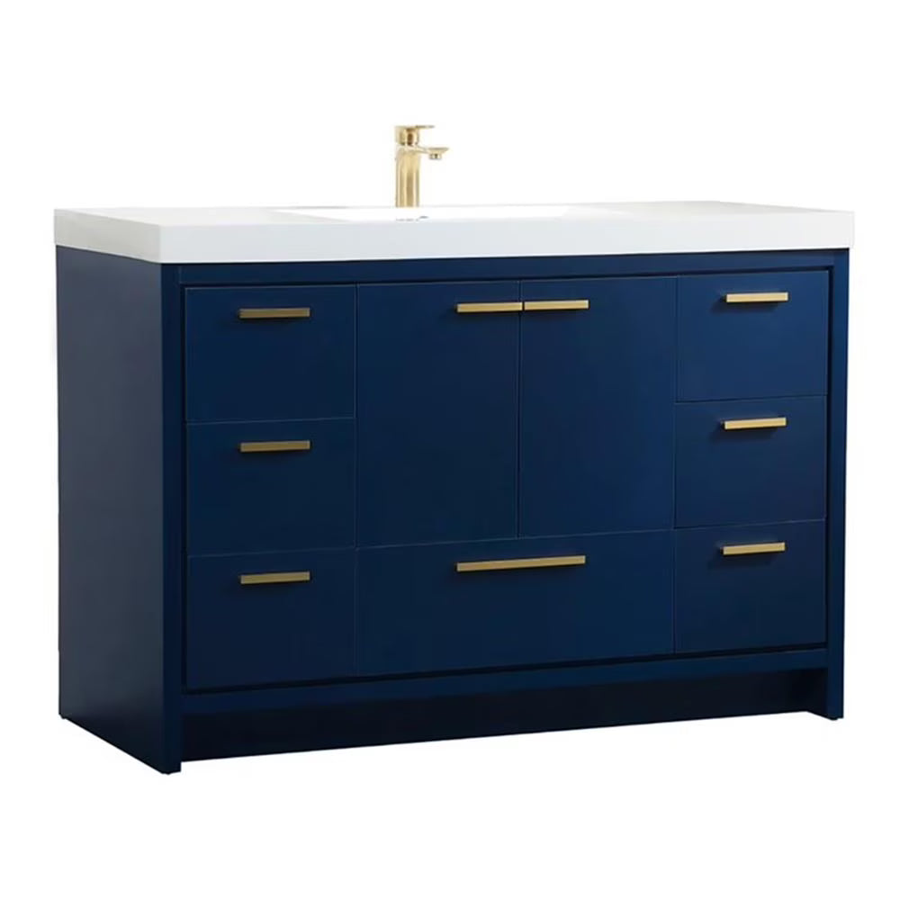 Elegant Decor Wyatt 48" Aluminum Alloy and MDF Single Bathroom Vanity in Teak
