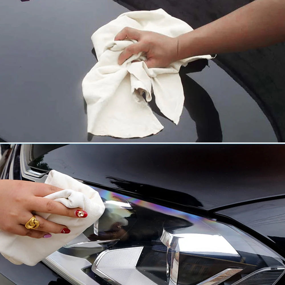 Pcapzz Car Natural Chamois Cleaning Cloth, Genuine Deerskin Leather Auto Car Wash Drying Towel,Super Absorbent