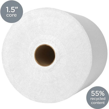 Scott Hard Roll Towels 8" x 425 ft - White - Paper - Absorbent, Nonperforated - 12/Carton