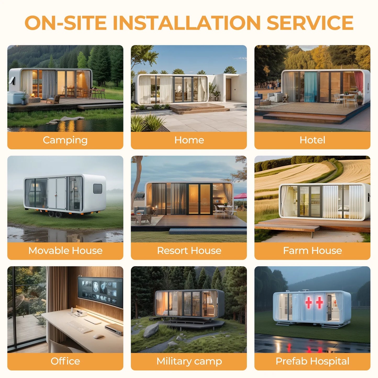 Luxury Modern prefab Cabin - 19ft Mobile Capsule with Bedroom, Kitchen and Bathroom, Storm Resistant prefab Cabin -16 Typhoon and 12 Earthquake Proof Mobile Cabin for Travel and Outdoor Living
