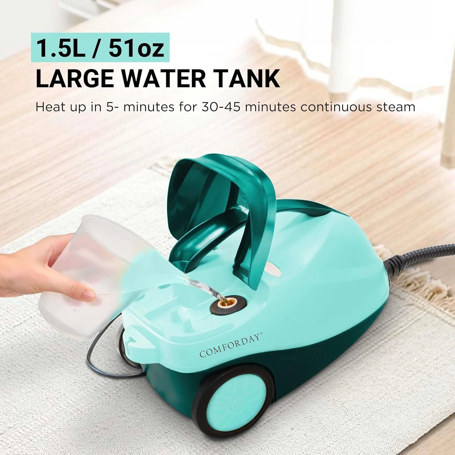 Nozzle, Separate Brushes for Ironing, Nylon, Glass, Carpet, Car, Metal, and Floor. Sleeves and Towel, Measuring Cup (Cyan)